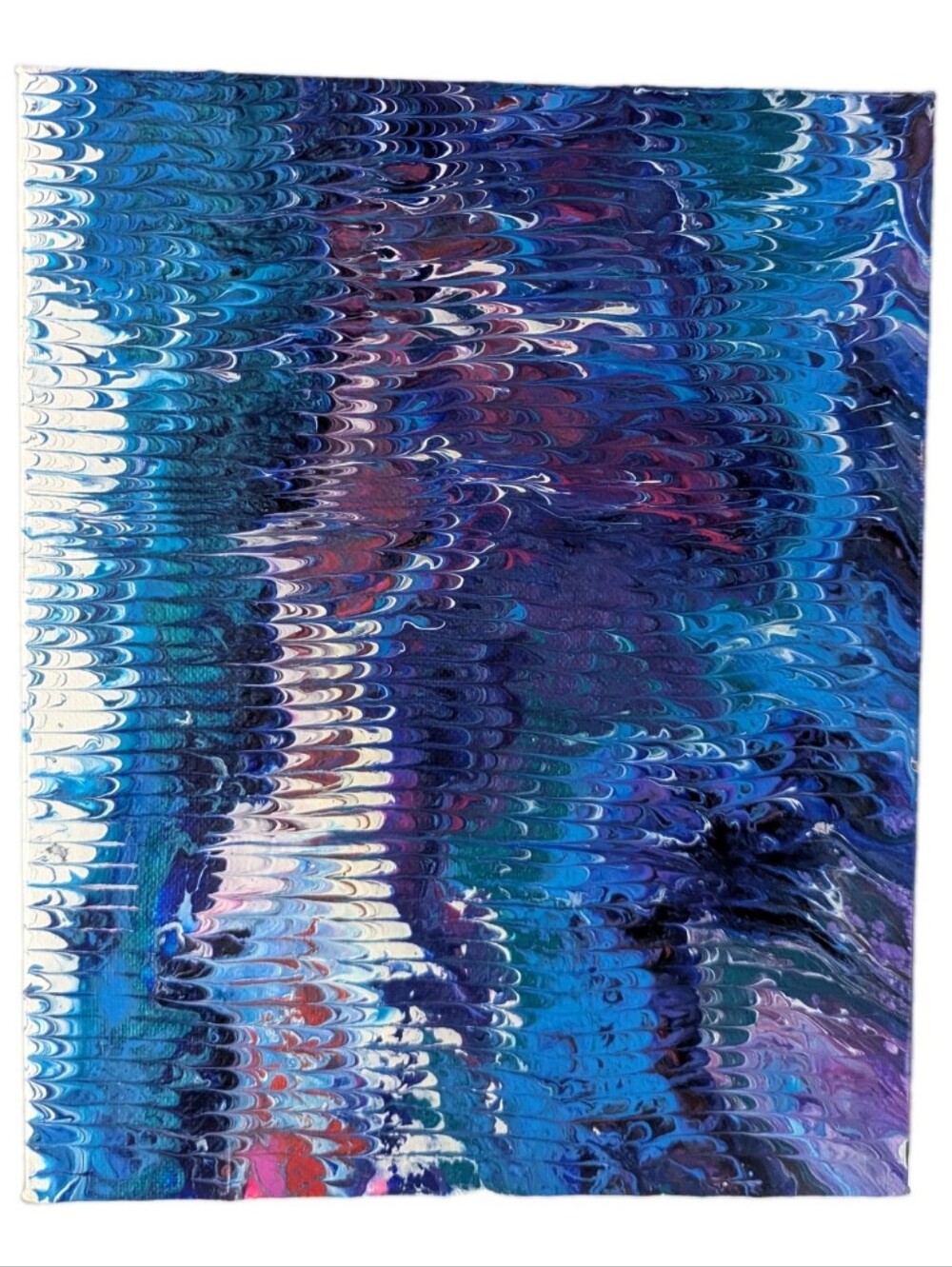 Abstract Fluid Pour Painting Blue Purple Acrylic 8" x 10" Home Decor Wall Art